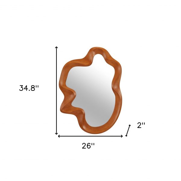 Homeroots - 35" Brown Solid Wood Abstract Geometric Framed Accent Mirror - Image 7