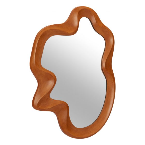 Homeroots - 35" Brown Solid Wood Abstract Geometric Framed Accent Mirror - Image 2