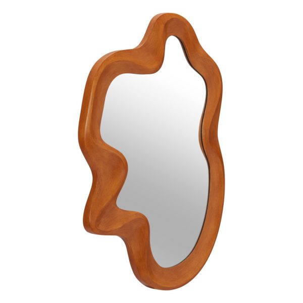 Homeroots - 35" Brown Solid Wood Abstract Geometric Framed Accent Mirror - Image 3