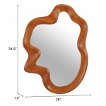 Homeroots - 35" Brown Solid Wood Abstract Geometric Framed Accent Mirror - Image 6