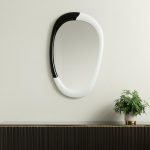 Homeroots - 31" Black And White Steel Oval Geometric Framed Accent Mirror