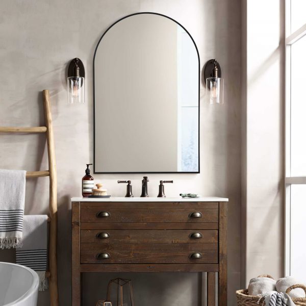 Homeroots - 39" Black Arch Metal Framed Bathroom Vanity Mirror - Image 8