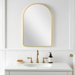 Homeroots - 39" Gold Arch Metal Framed Bathroom Vanity Mirror