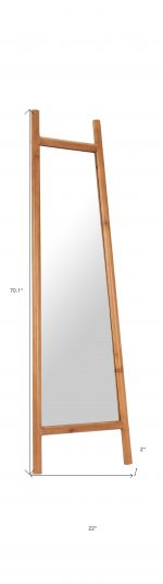 Homeroots - 70" Natural Solid Wood Leaning Geometric Framed Standing Mirror - Image 7