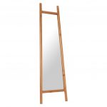 Homeroots - 70" Natural Solid Wood Leaning Geometric Framed Standing Mirror - Image 3