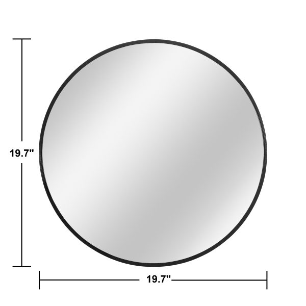 Homeroots - 20" Black Round Aluminum Framed Bathroom Vanity Mirror - Image 8