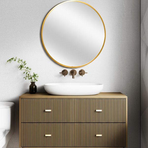 Homeroots - 20" Gold Round Aluminum Framed Bathroom Vanity Mirror - Image 2