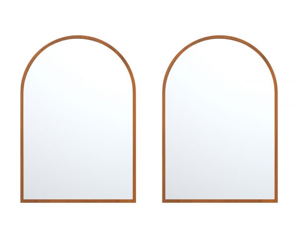 Homeroots - Set of Two Walnut Arch Wood Framed Bathroom Vanity Mirrors - Image 3