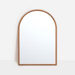 Homeroots - Set of Two Walnut Arch Wood Framed Bathroom Vanity Mirrors - Image 5