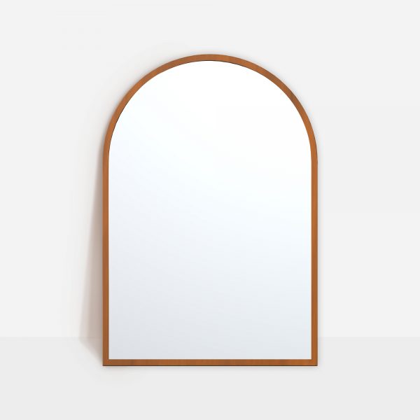 Homeroots - Set of Two Walnut Arch Wood Framed Bathroom Vanity Mirrors - Image 5