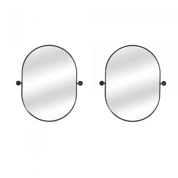 Homeroots - 32" Black Oval Iron Framed Bathroom Vanity Mirror - Image 2