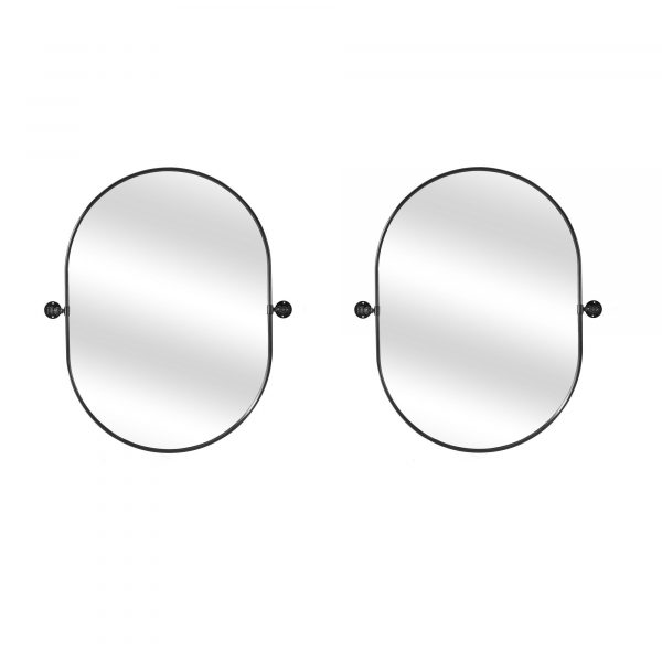 Homeroots - 32" Black Oval Iron Framed Bathroom Vanity Mirror - Image 3
