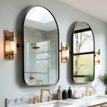 Homeroots - Set of Two Black Iron Arch Tilting Framed Bathroom Vanity Mirrors - Image 8