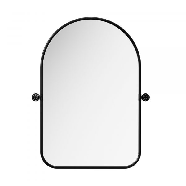Homeroots - Set of Two Black Iron Arch Tilting Framed Bathroom Vanity Mirrors - Image 6