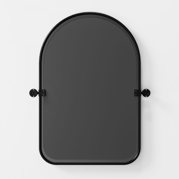 Homeroots - Set of Two Black Iron Arch Tilting Framed Bathroom Vanity Mirrors - Image 5