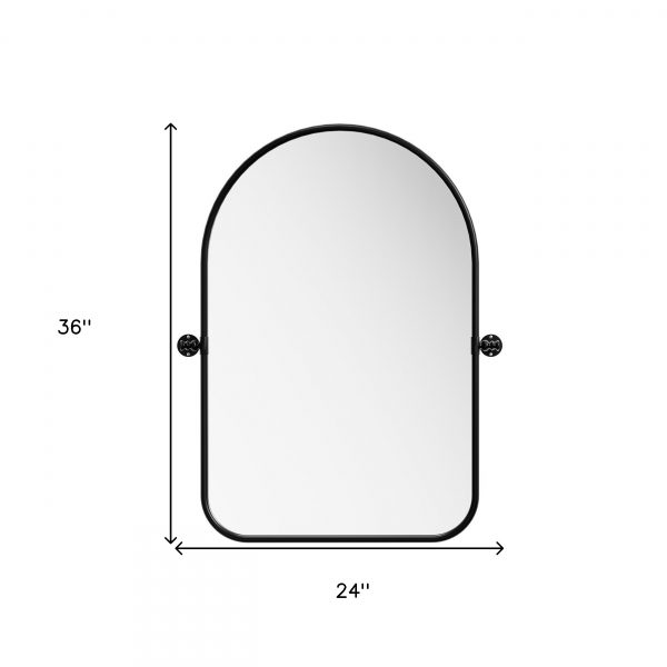 Homeroots - Set of Two Black Iron Arch Tilting Framed Bathroom Vanity Mirrors - Image 9