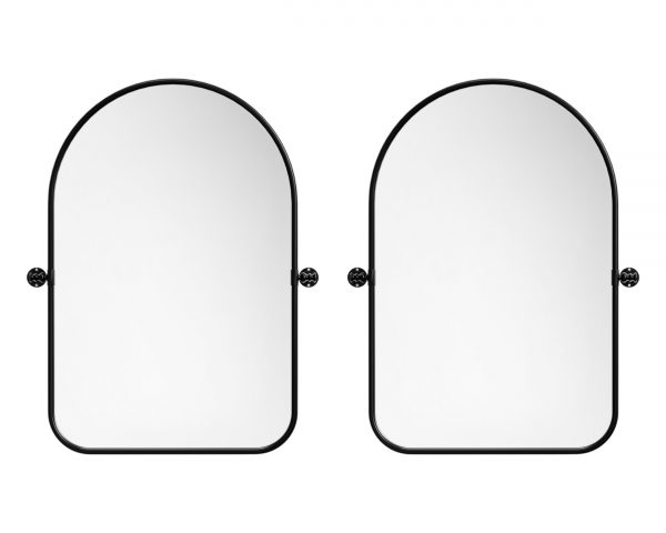 Homeroots - Set of Two Black Iron Arch Tilting Framed Bathroom Vanity Mirrors - Image 3