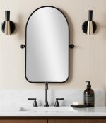 Homeroots - Set of Two Black Arch Iron Framed Bathroom Vanity Mirrors - Image 2