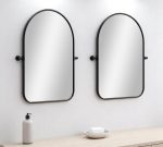 Homeroots - Set of Two Black Arch Iron Framed Bathroom Vanity Mirrors