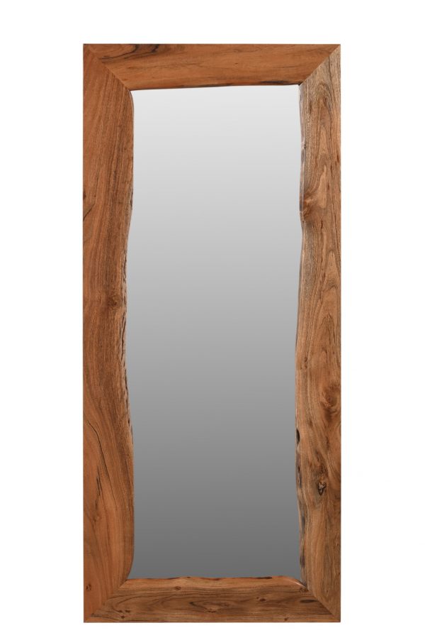 Homeroots - 32" Brown Live Edge Solid Wood Full Length Hanging Mirror - Image 2