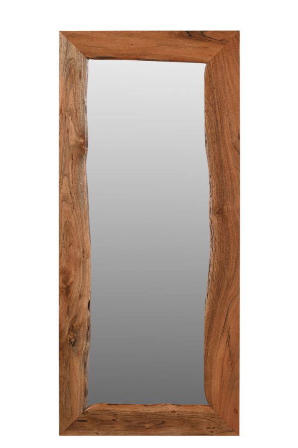Homeroots - 32" Brown Live Edge Solid Wood Full Length Hanging Mirror - Image 6