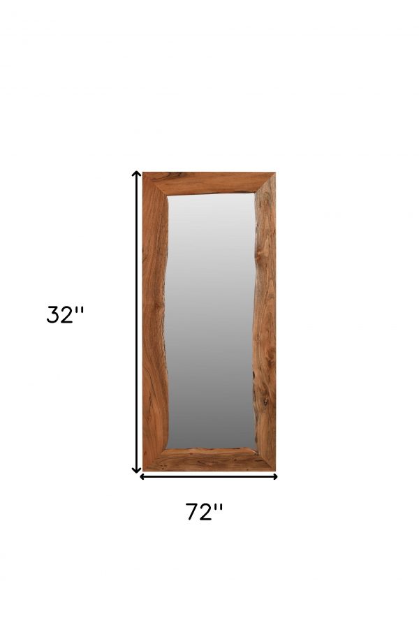 Homeroots - 32" Brown Live Edge Solid Wood Full Length Hanging Mirror - Image 8
