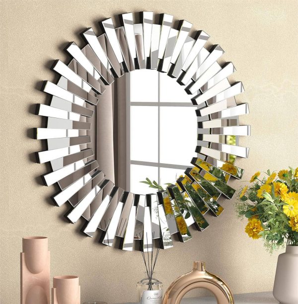 Homeroots - 32" Silver Sunburst Unframed Accent Mirror - Image 7