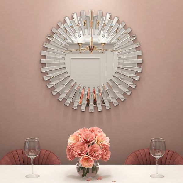 Homeroots - 32" Silver Sunburst Unframed Accent Mirror - Image 8