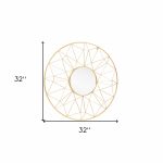 Homeroots - 32" Gold Metal Round Accent Mirror - Image 7