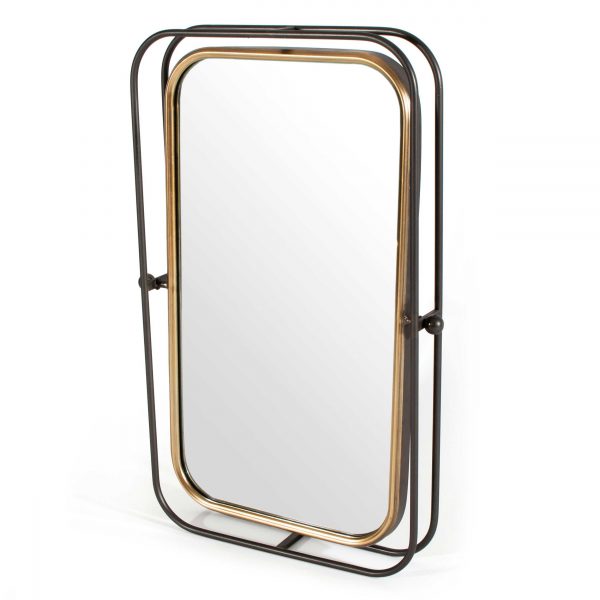 Homeroots - 28" Black And Gold Metal Tilting Accent Mirror - Image 3