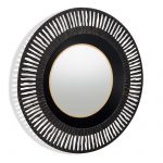 Homeroots - 36" Black Metal Round Pierced Accent Mirror - Image 3