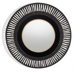 Homeroots - 36" Black Metal Round Pierced Accent Mirror - Image 2