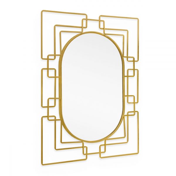 Homeroots - 36" Gold Metal Geometric Oval Accent Mirror - Image 2