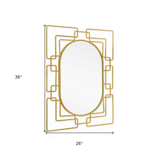 Homeroots - 36" Gold Metal Geometric Oval Accent Mirror - Image 7