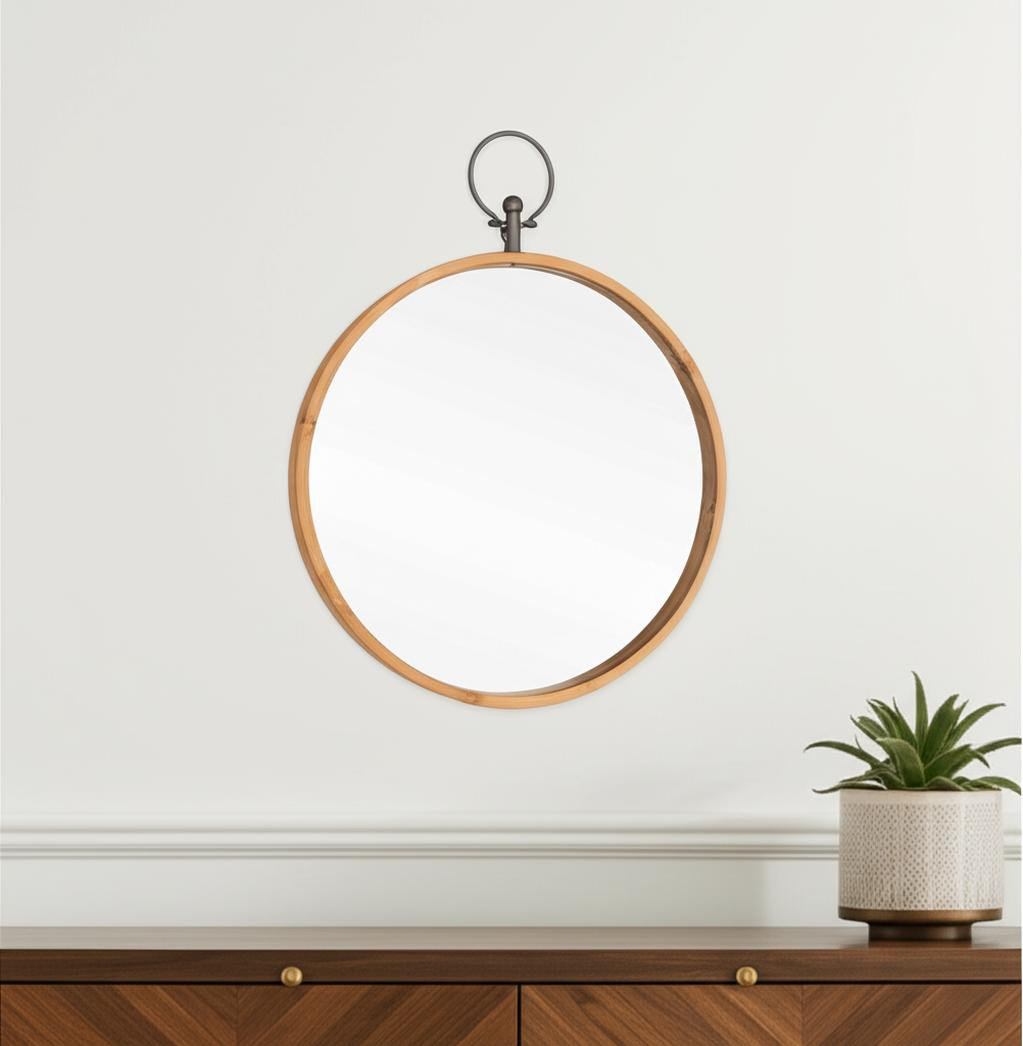 574041_12_LHr08z4c Homeroots - 30" Bronze Round Metal Framed Accent Mirror - Image 1