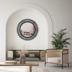 Homeroots - 31" Black Bamboo Pierced Round Accent Mirror - Image 9
