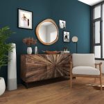 Homeroots - 32" Brown Abstract Wood Framed Accent Mirror - Image 9