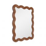 Homeroots - 32" Brown Wood Wavy Scalloped Accent Mirror - Image 2