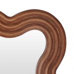 Homeroots - 32" Brown Wood Wavy Scalloped Accent Mirror - Image 4
