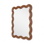Homeroots - 32" Brown Wood Wavy Scalloped Accent Mirror - Image 3