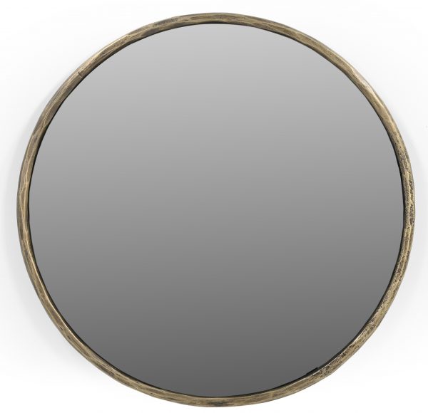 Homeroots - 30" Brass Round Iron Framed Accent Mirror - Image 1