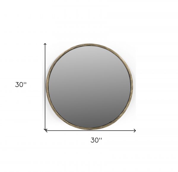Homeroots - 30" Brass Round Iron Framed Accent Mirror - Image 6