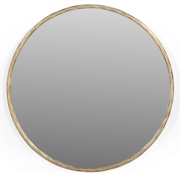 Homeroots - 24" Brass Round Iron Framed Accent Mirror - Image 1