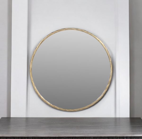 Homeroots - 24" Brass Round Iron Framed Accent Mirror - Image 2