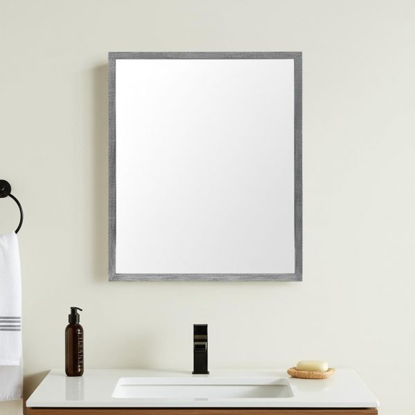 Homeroots - 32" Gray Framed Bathroom Vanity Mirror - Image 1