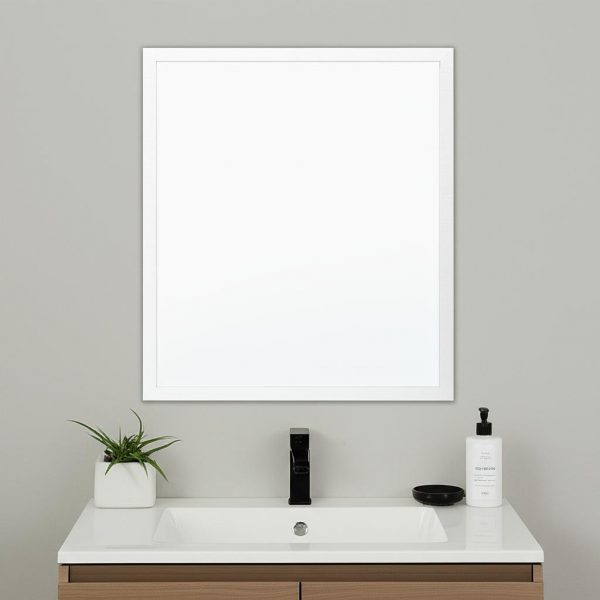Homeroots - 26" White Framed Bathroom Vanity Mirror - Image 1