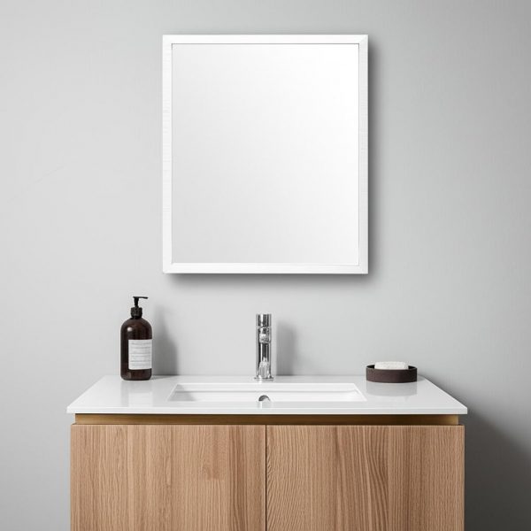 Homeroots - 32" White Framed Bathroom Vanity Mirror - Image 1