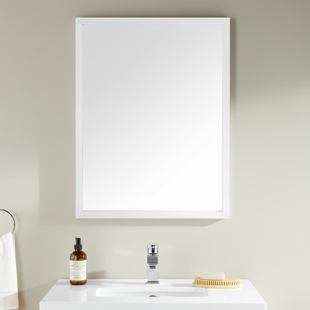 607227_5_QdEV7sA6 Homeroots - 42" White Framed Bathroom Vanity Mirror - Image 1