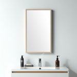 Homeroots - 42" Tan Framed Bathroom Vanity Mirror