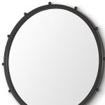 Homeroots - 25" Black Metal Beaded Round Framed Accent Mirror - Image 4